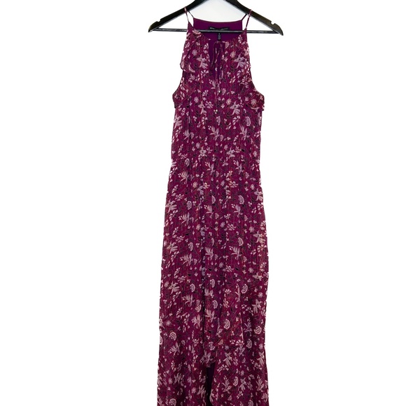 WHBM Dress Halter Purple Ruffle Floral Maxi Dress - Picture 2 of 7